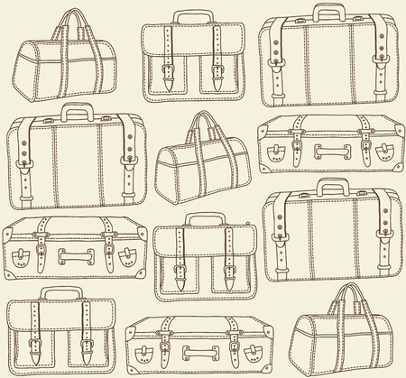 Hand drawn Travel bags vector seamless patternの写真素材