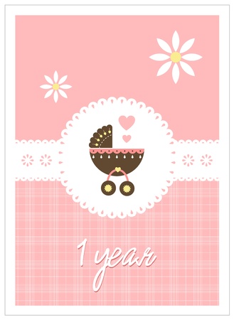 Blue aby card for girls (1 year)のイラスト素材