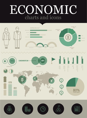 Set of various icons and charts for business reportsのイラスト素材
