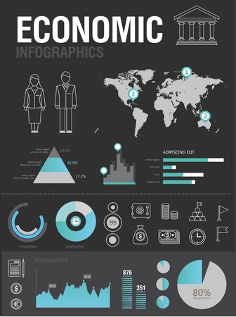 Set of various icons and charts for business reportsのイラスト素材