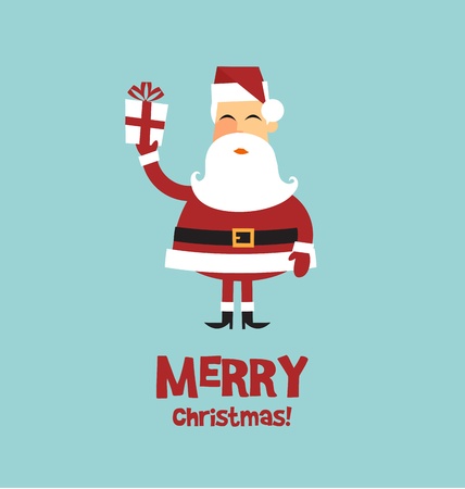 Vector christmas card santa claus with a giftのイラスト素材