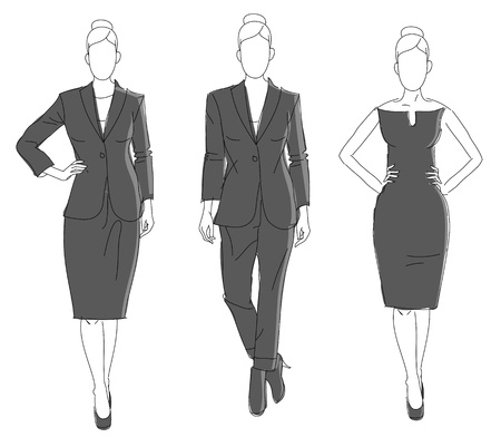 Very cute vector hand drawn Fashion illustration business womenのイラスト素材
