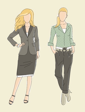 Very cute vector hand drawn Fashion illustration business womenのイラスト素材