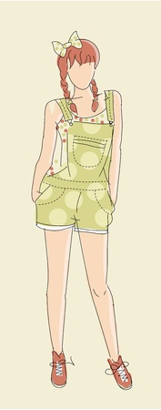 Very cute vector hand drawn Fashion illustrationのイラスト素材
