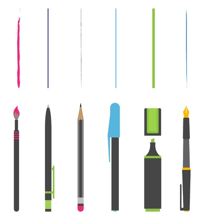 Pen, pencil, marker, brushのイラスト素材