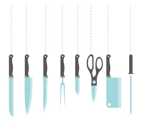 Icons of kitchen knife stylized setのイラスト素材