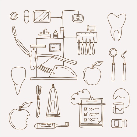 set of dentist icons and teeth careのイラスト素材