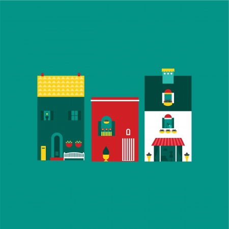 Itallian street houses illustrationのイラスト素材