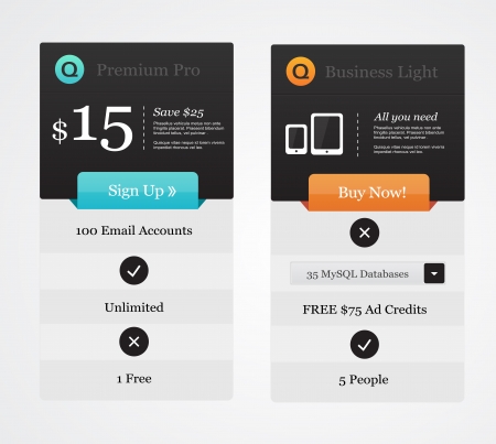 Price table for commercial web servicesのイラスト素材