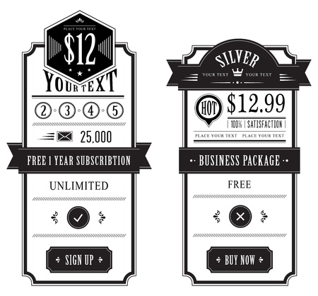 Price table vintage web and print designのイラスト素材