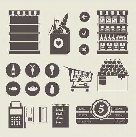 Vector Supermarket icon setのイラスト素材