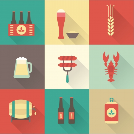 Beer icons set vectorのイラスト素材