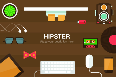 hipster desk headerのイラスト素材