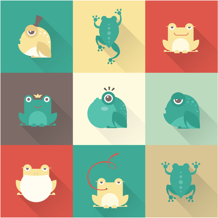 Frog characters flatのイラスト素材