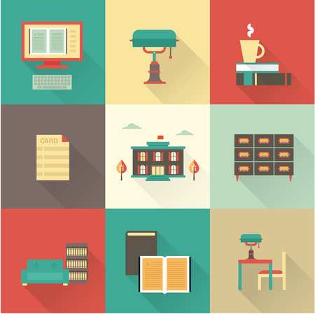 vector flat library iconsのイラスト素材