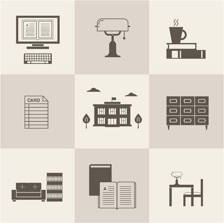 vector flat library iconsのイラスト素材