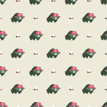 rusian bear seamless patternのイラスト素材