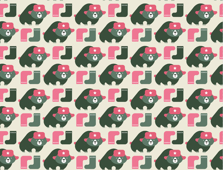 rusian bear seamless patternのイラスト素材