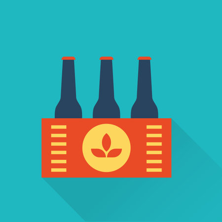 Six pack of Beer bottles in a boxのイラスト素材