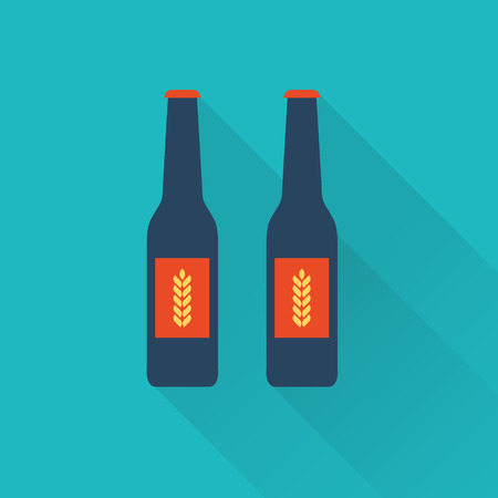 Beer bottles flat iconsのイラスト素材
