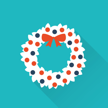 christmas winter wreath with red bowのイラスト素材