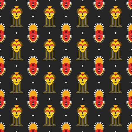 African masks patternのイラスト素材