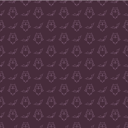owls and bats Halloween patternのイラスト素材