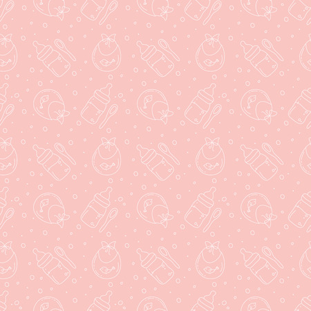spoons teats and bibs patternのイラスト素材