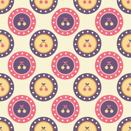 plate and painted cherries patternのイラスト素材