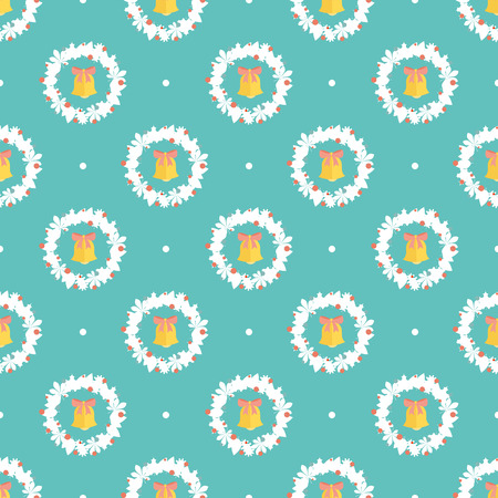 wreath of leaves and bell patternのイラスト素材