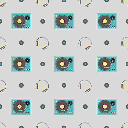 DJ booth and headphone patternのイラスト素材