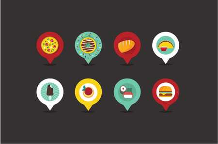 food shop map pointersのイラスト素材
