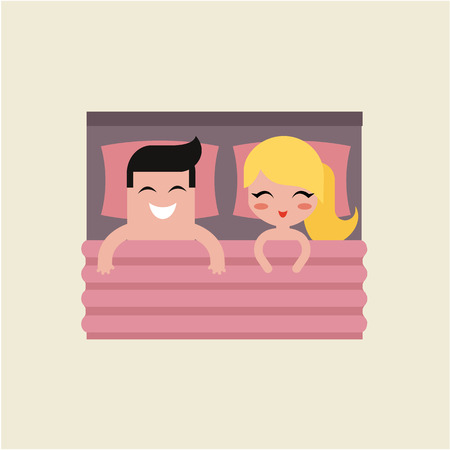 couple in bed man and woman vector illustrationの写真素材