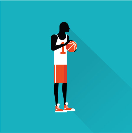 basketball player flat vector illustration modern styleのイラスト素材
