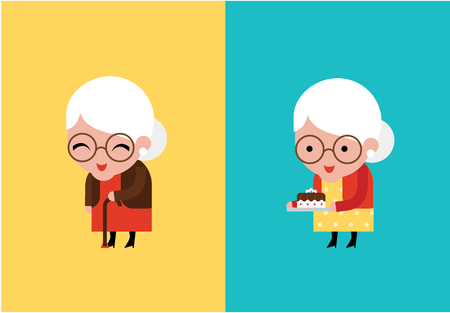 cute grandmother vector illustration flat modern styleのイラスト素材