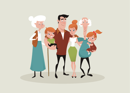 Big happy family pictureのイラスト素材