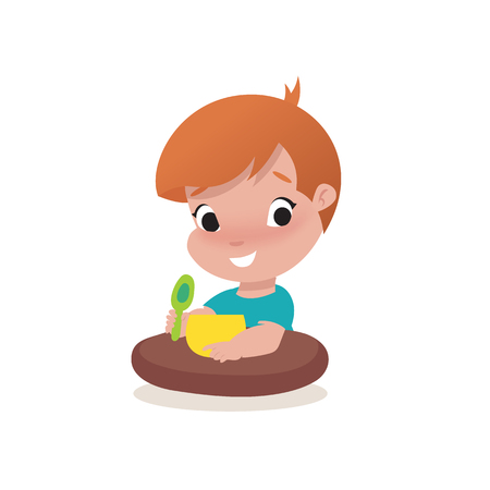 little child boy illustration vector flat styleのイラスト素材
