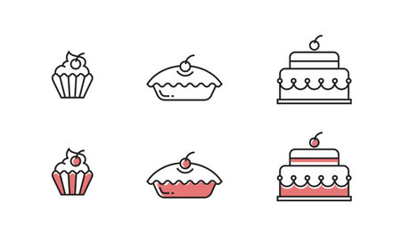 vector sweets outline icons