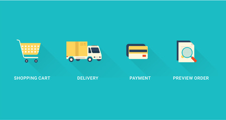 vector flat checkout iconsのイラスト素材