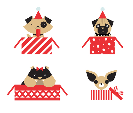 vector christmas dogsのイラスト素材