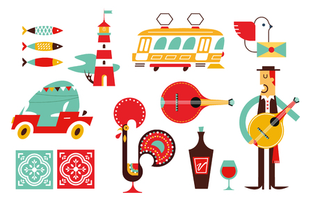 Portugal vector icon set flat simple modern styleのイラスト素材