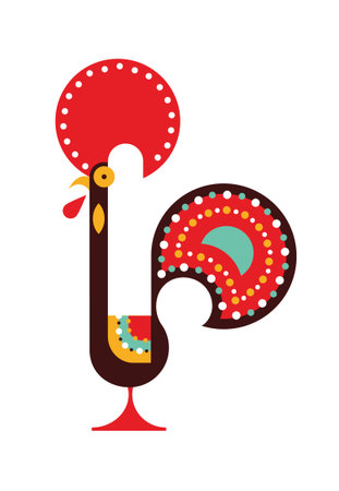 Vector portugal rooster flat style one white isolatedのイラスト素材