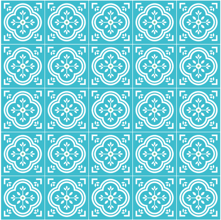 Portugal tile flat seamless pattern design blueのイラスト素材