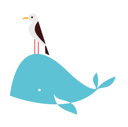 Whale animal flat vector illustration on white backgroundのイラスト素材
