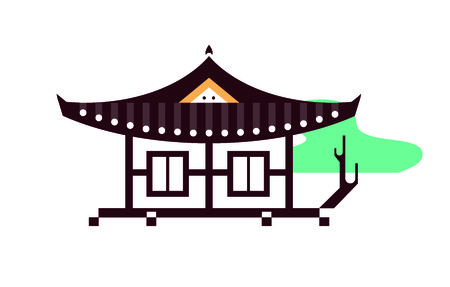 vector illustration asian house flat style on white backgroundのイラスト素材