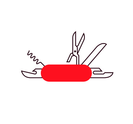 vector icon of swiss multitool knife white backgroundのイラスト素材