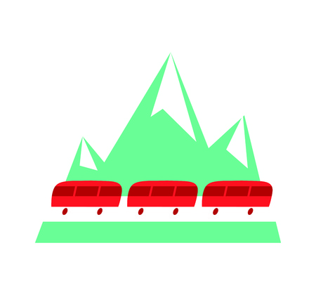 swiss red train vector flat icon illustration white backgroundのイラスト素材