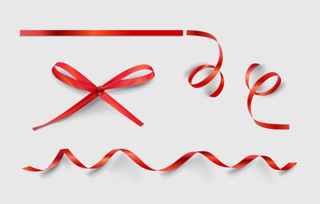 red bow realistic vector illusration for holidaysのイラスト素材