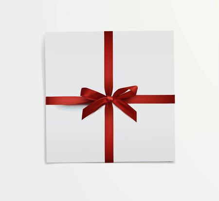 Red gift silk ribbon bow with white boxのイラスト素材