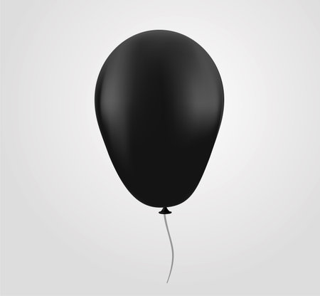 black vector balloon 3d style illustration white backgroundのイラスト素材